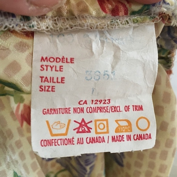 Vintage Midi skirt Pleated Satin Floral print Fairy Cream Peach Aqua purple L - Picture 12 of 12